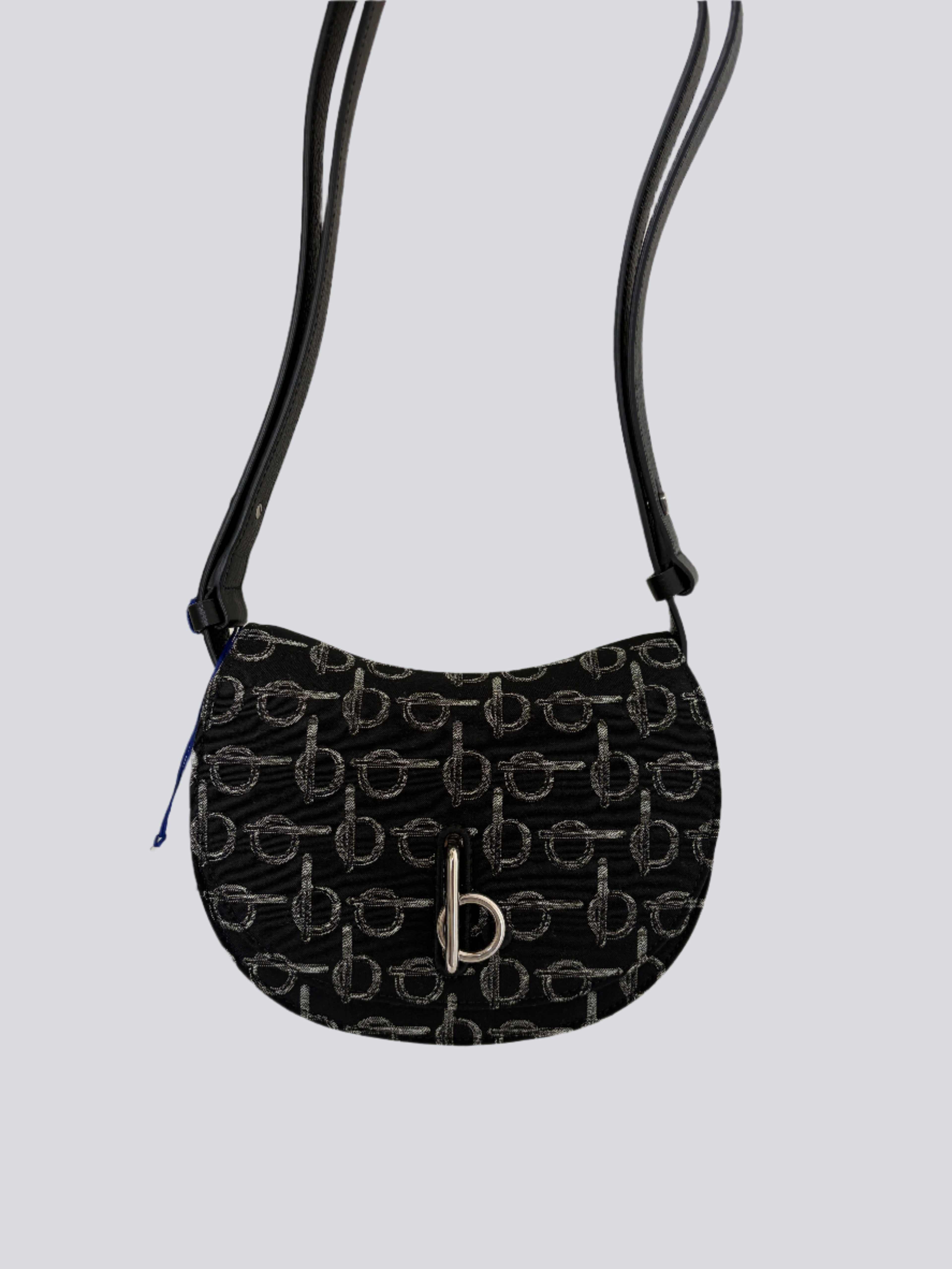 Burberry Mini Rocking Horse Saddle Bag – Black Wool Blend & Leather