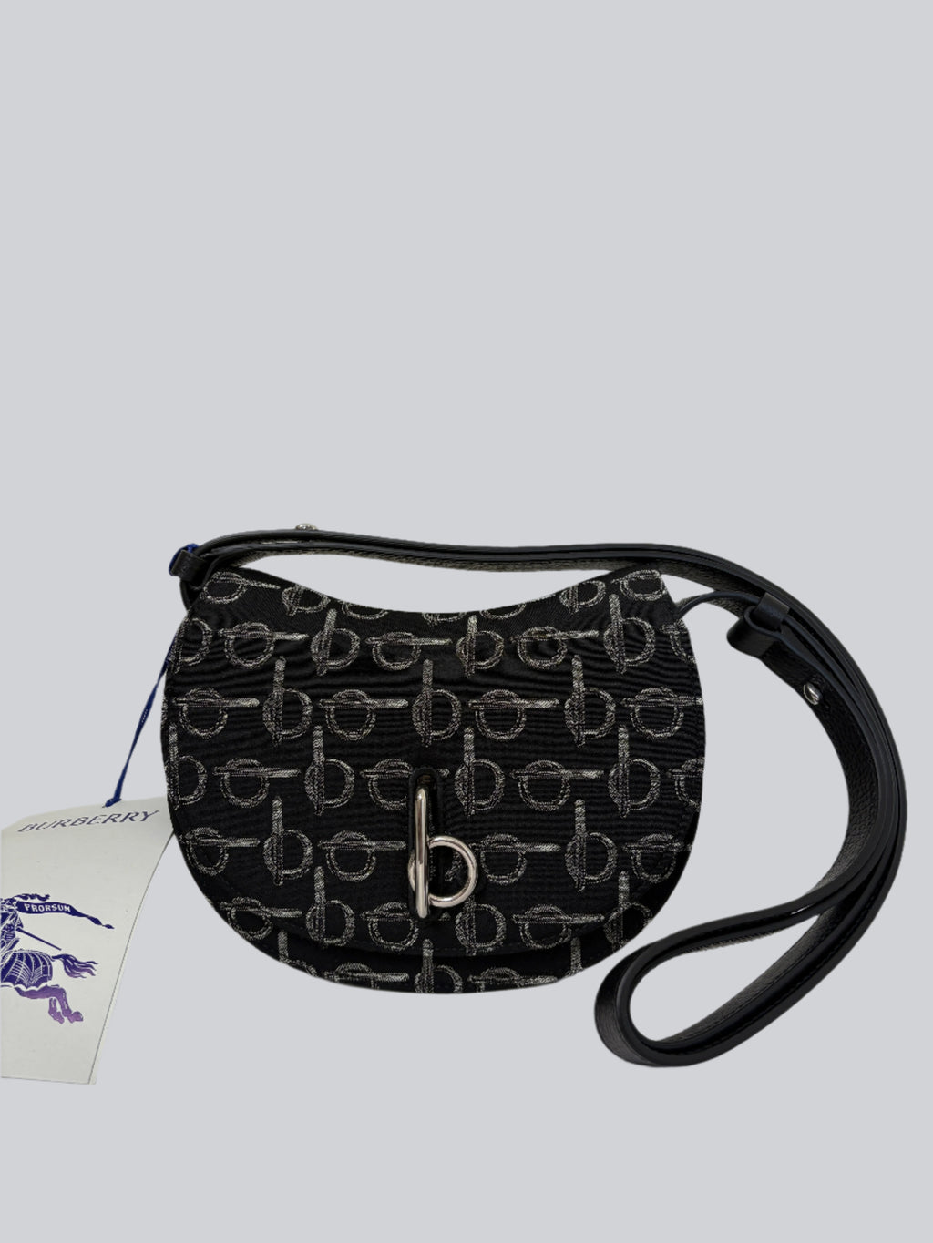 Burberry Mini Rocking Horse Saddle Bag – Black Wool Blend & Leather