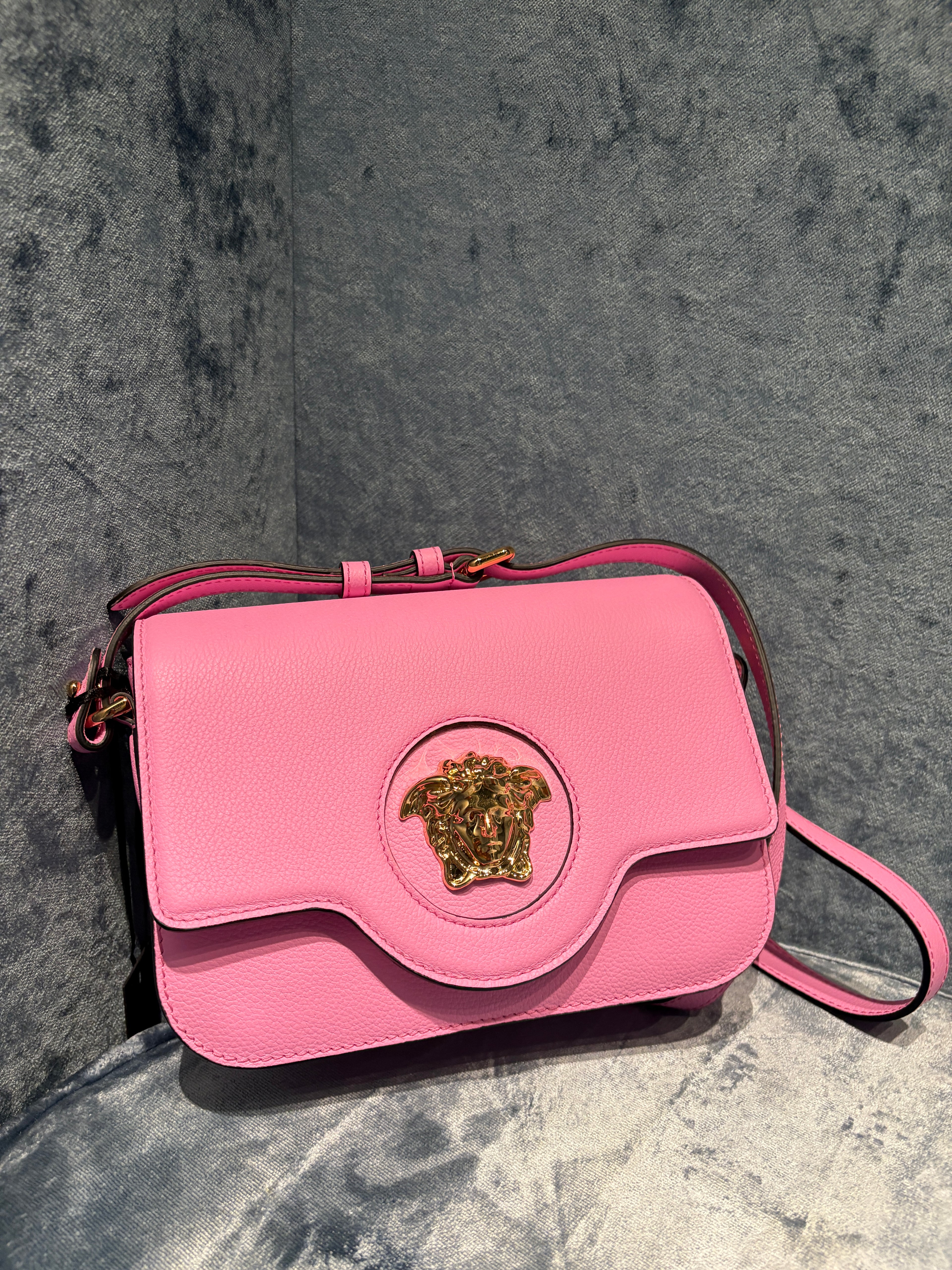 Versace Pink la Medusa Crossbody Bag with Gold Hardware NWT