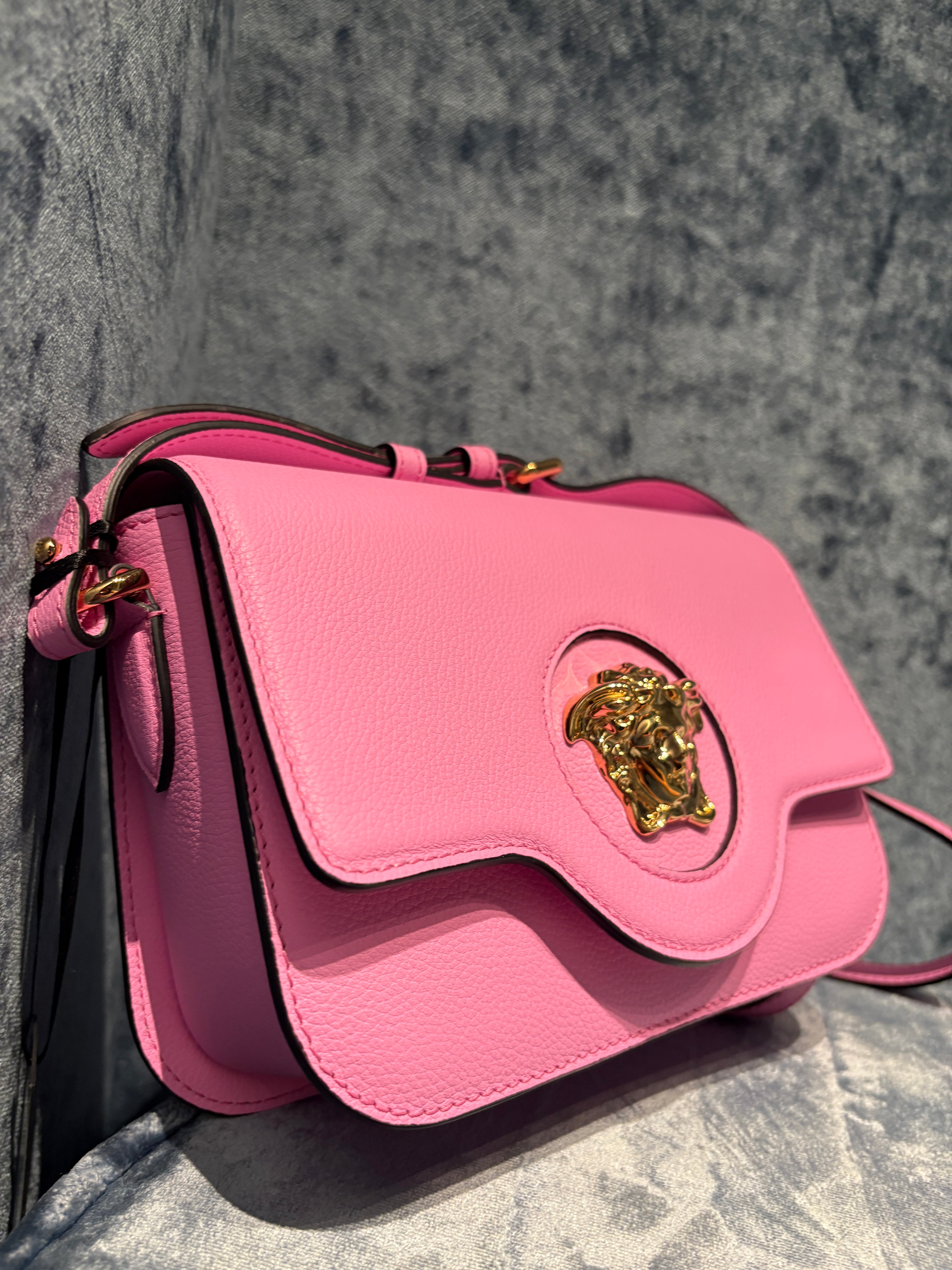 Versace Pink la Medusa Crossbody Bag with Gold Hardware NWT