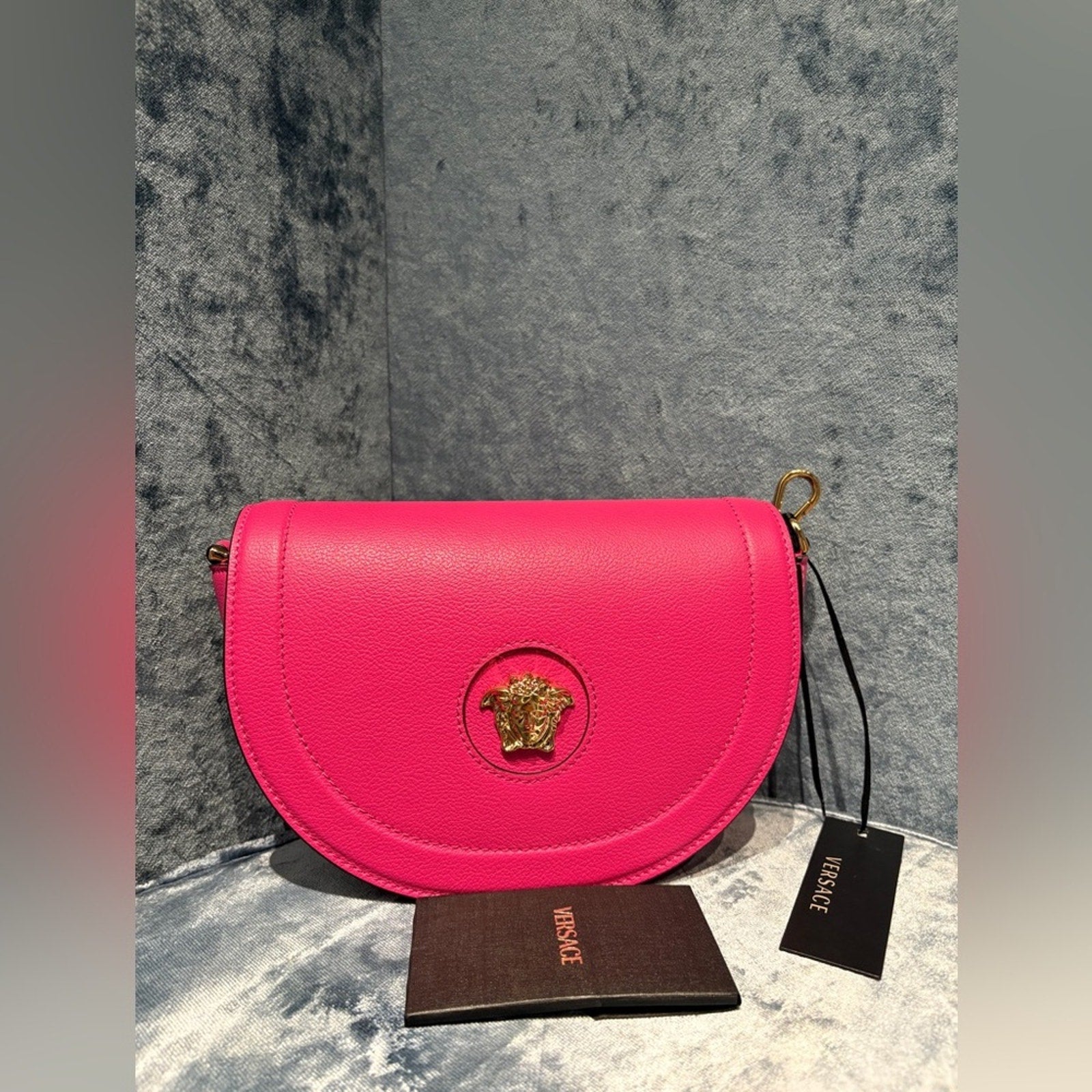 Versace Pink Medusa Leather Crossbody Bag – Gold Hardware