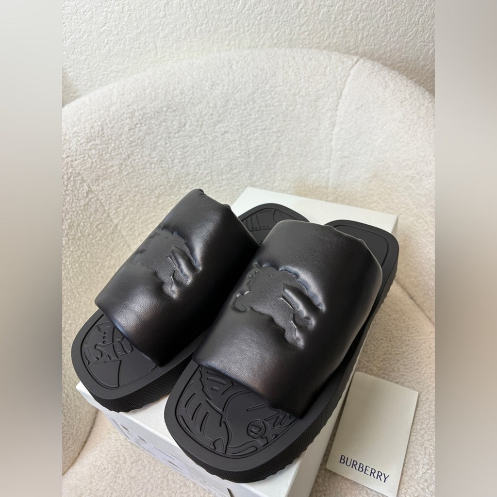Burberry women’s ekd lambskin leather slides