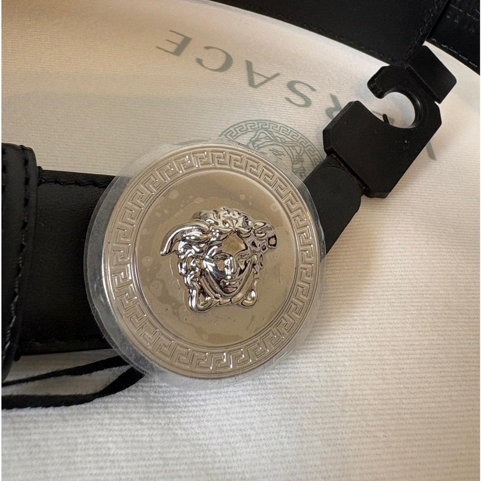 Versace Black Belt Bag with silver Medusa