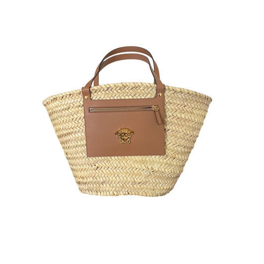 Versace Medusa straw Tan and Brown Tote Bag brown