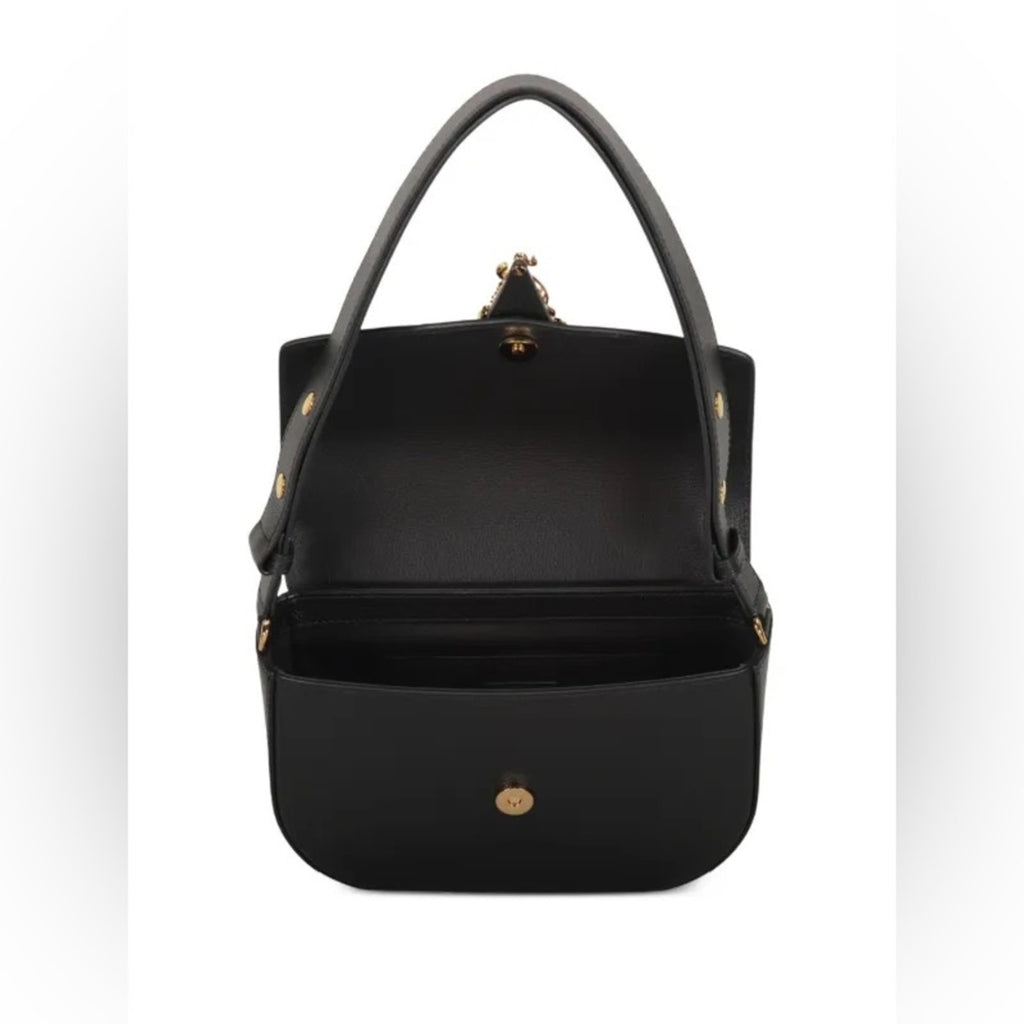 Versace Virtus Black Leather Shoulder Bag/crossbody bag  NWT