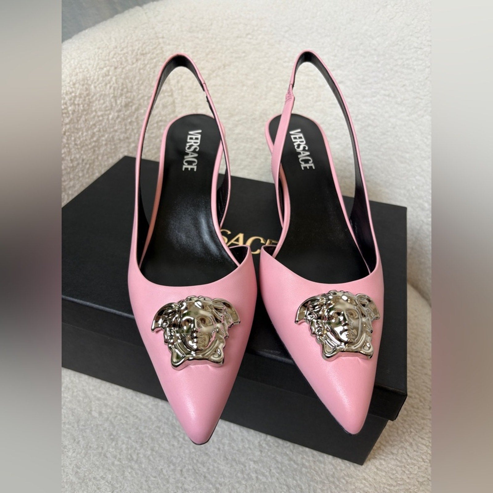 Versace Pink Medusa Women's Slingback Heels
