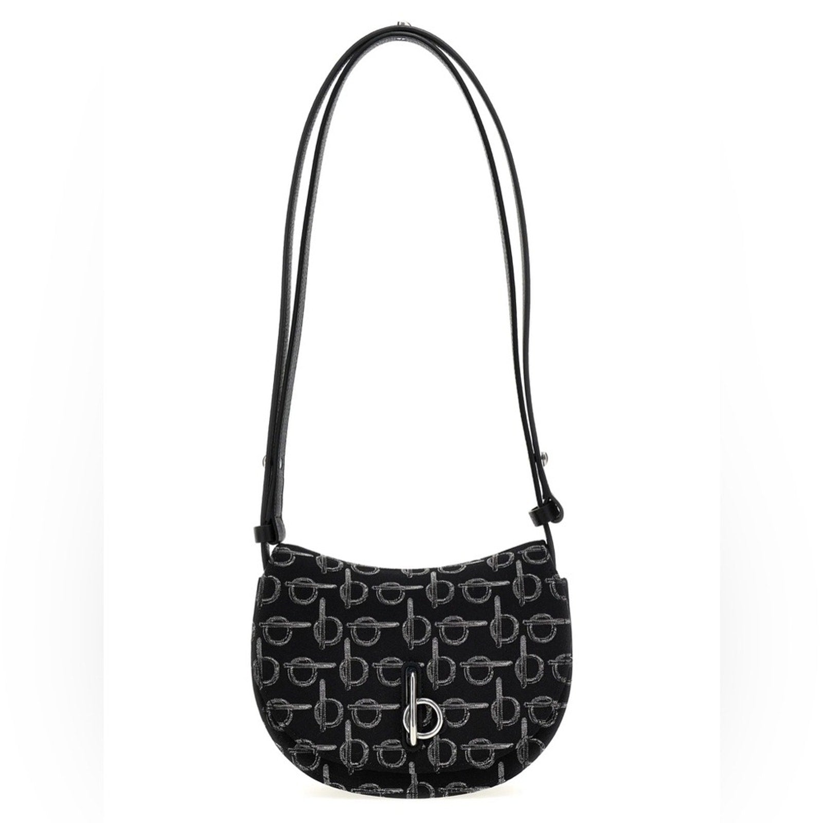 Burberry Mini Rocking Horse Saddle Bag – Black Wool Blend & Leather