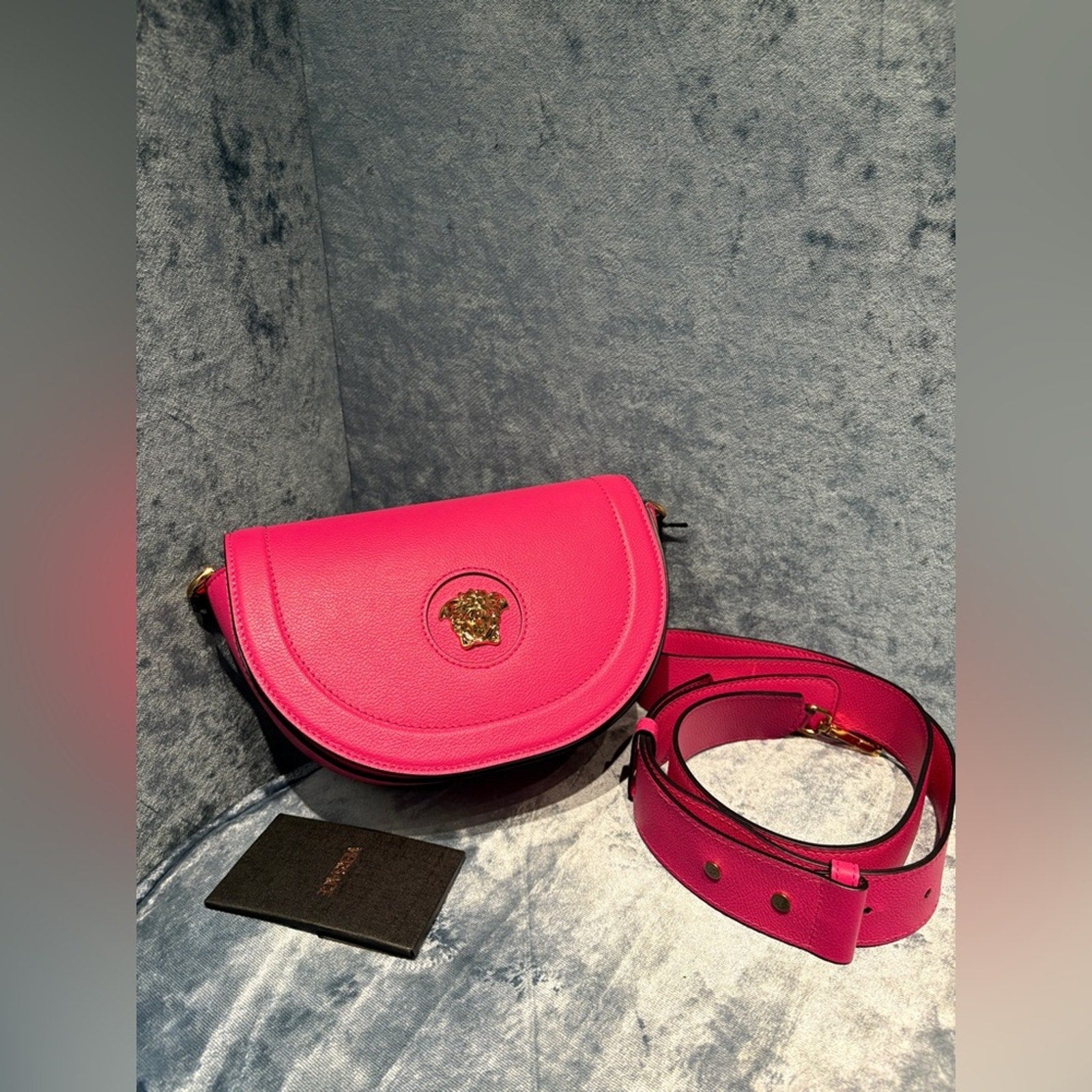Versace Pink Medusa Leather Crossbody Bag – Gold Hardware