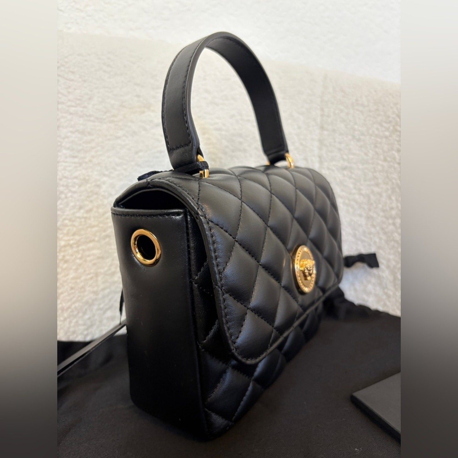 Versace Medusa Black Quilted tophandle crossbody bag