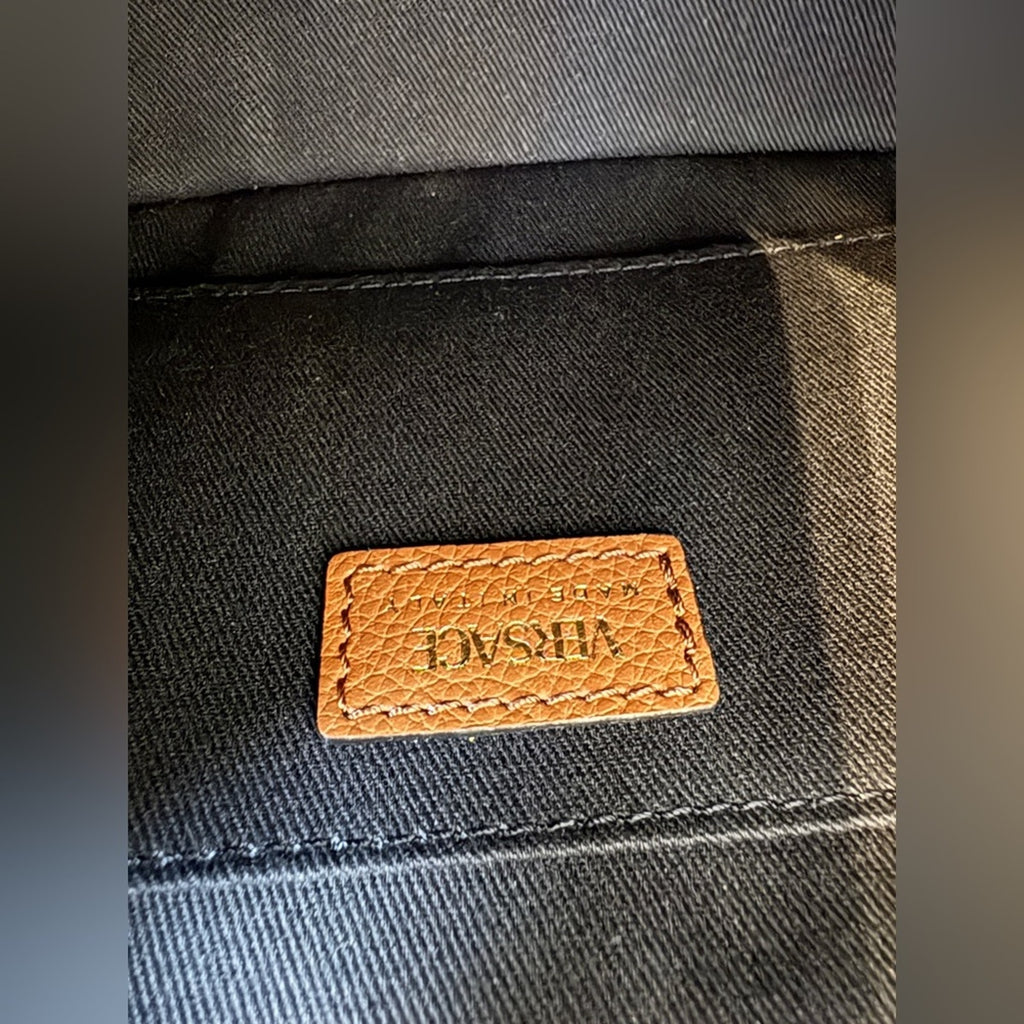 Versace brown Quilted Clutch with Gold Medallion