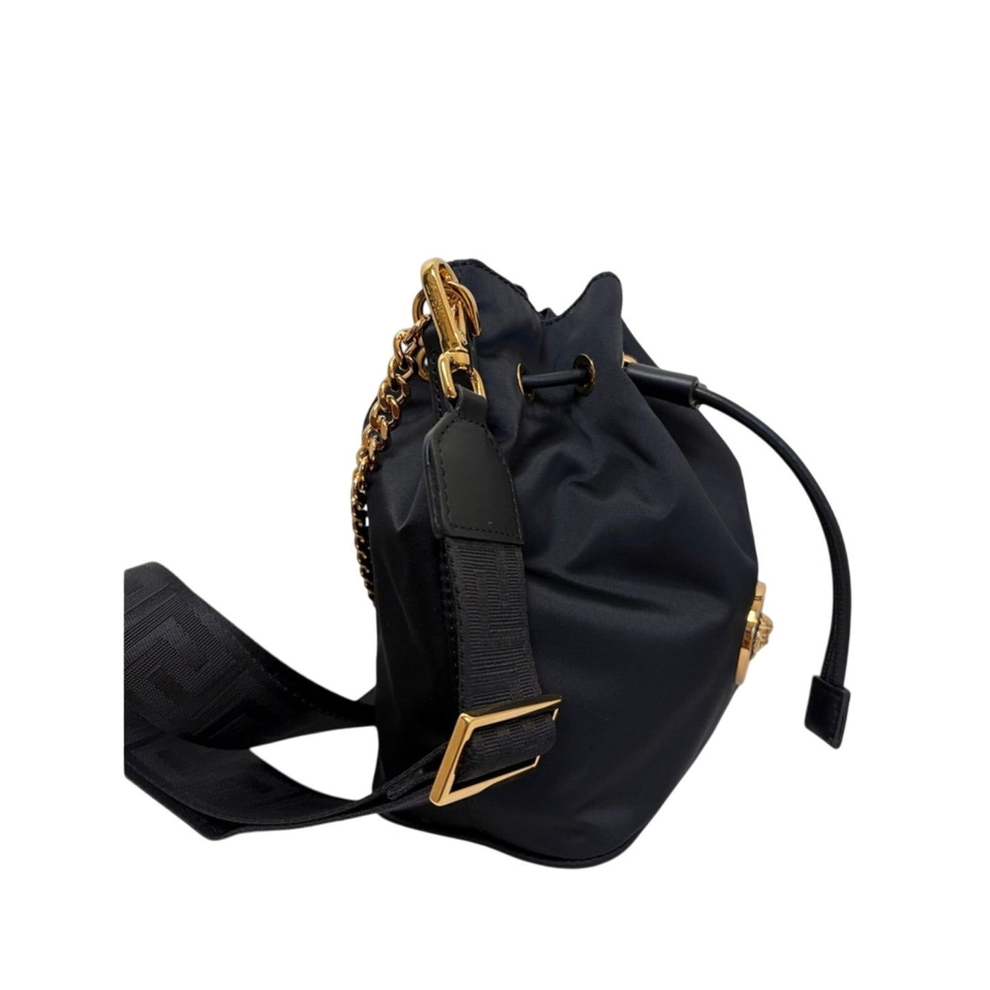 Versace Medusa Black and Gold bucket bag