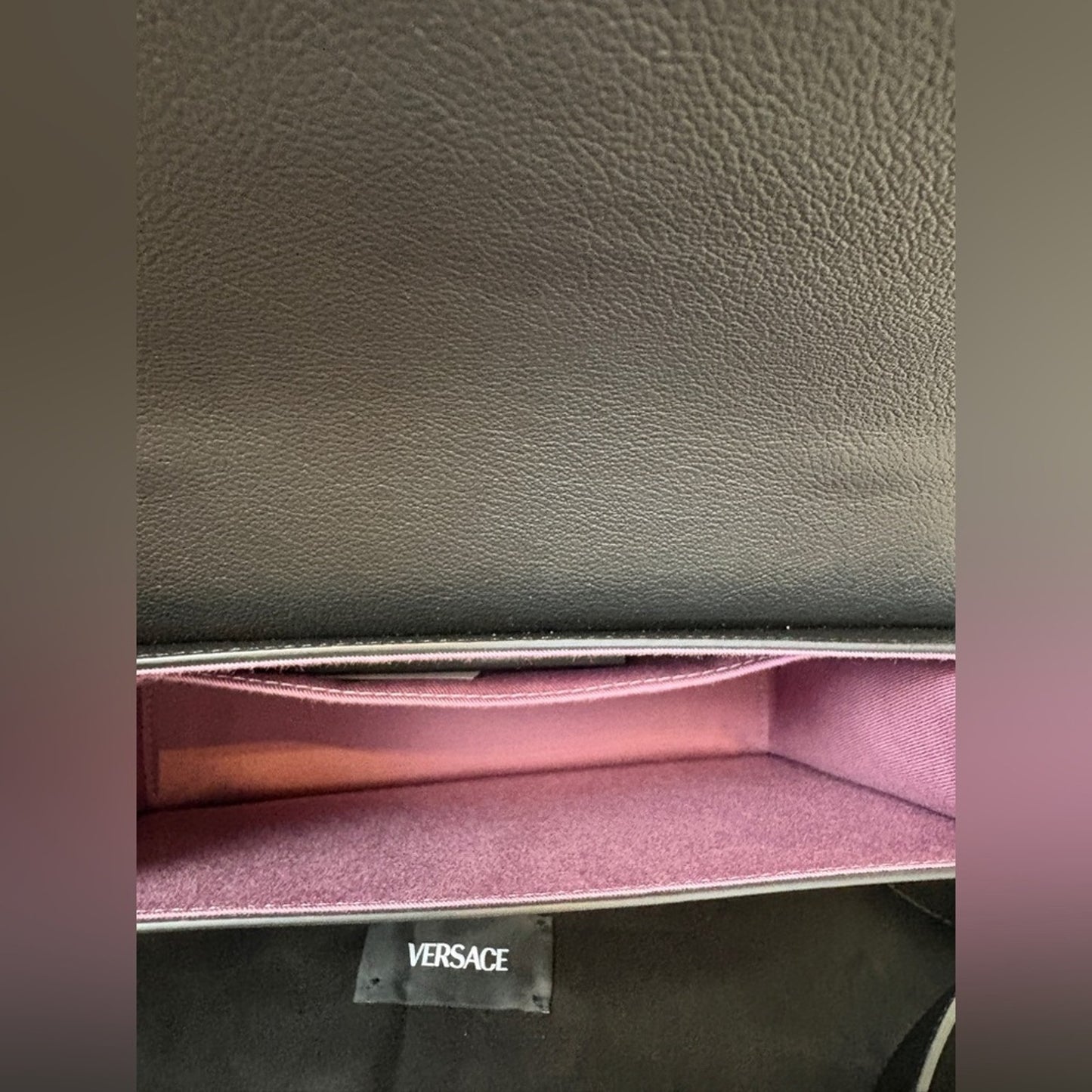 Versace Medusa flap Black Leather Handbag with crossbody strap
