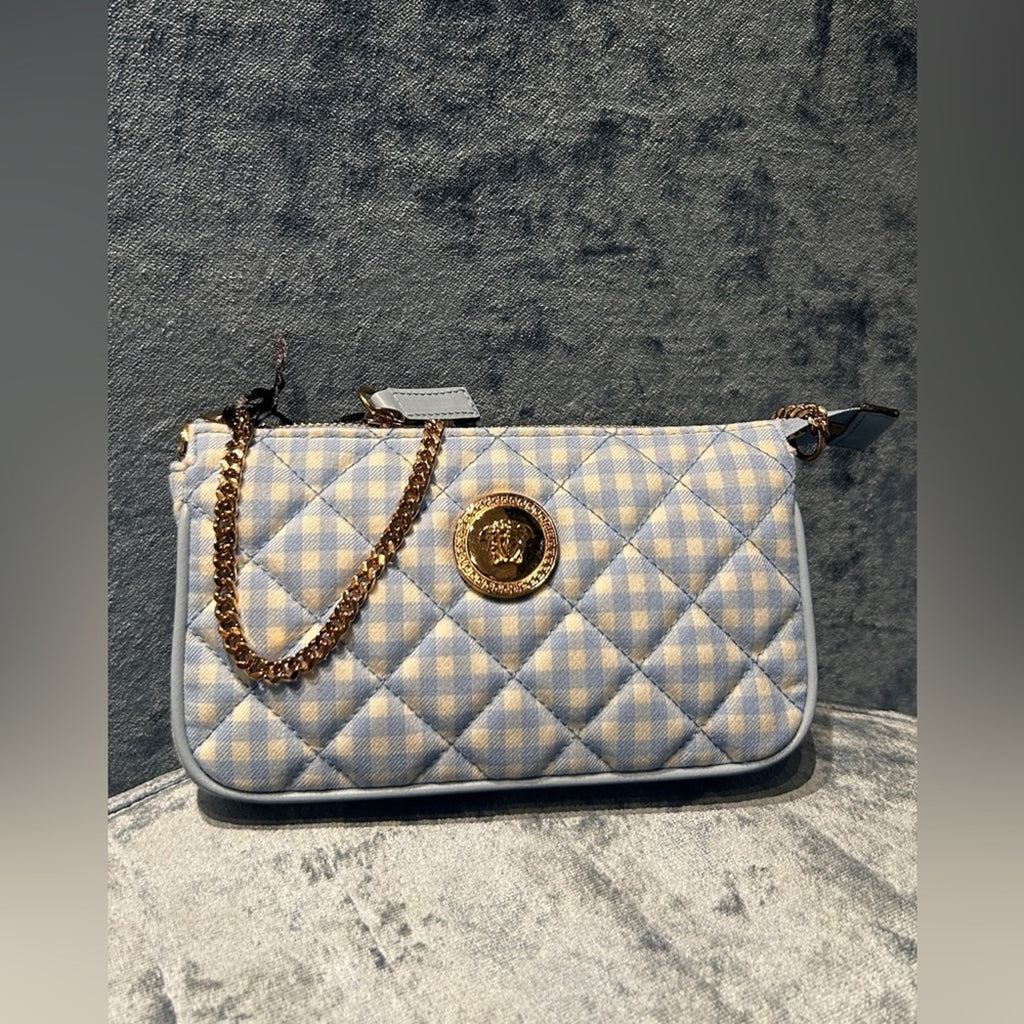 Versace Medusa Quilted Leather Red Shoulder Bag NWT Checkered Quilted Chain Bag