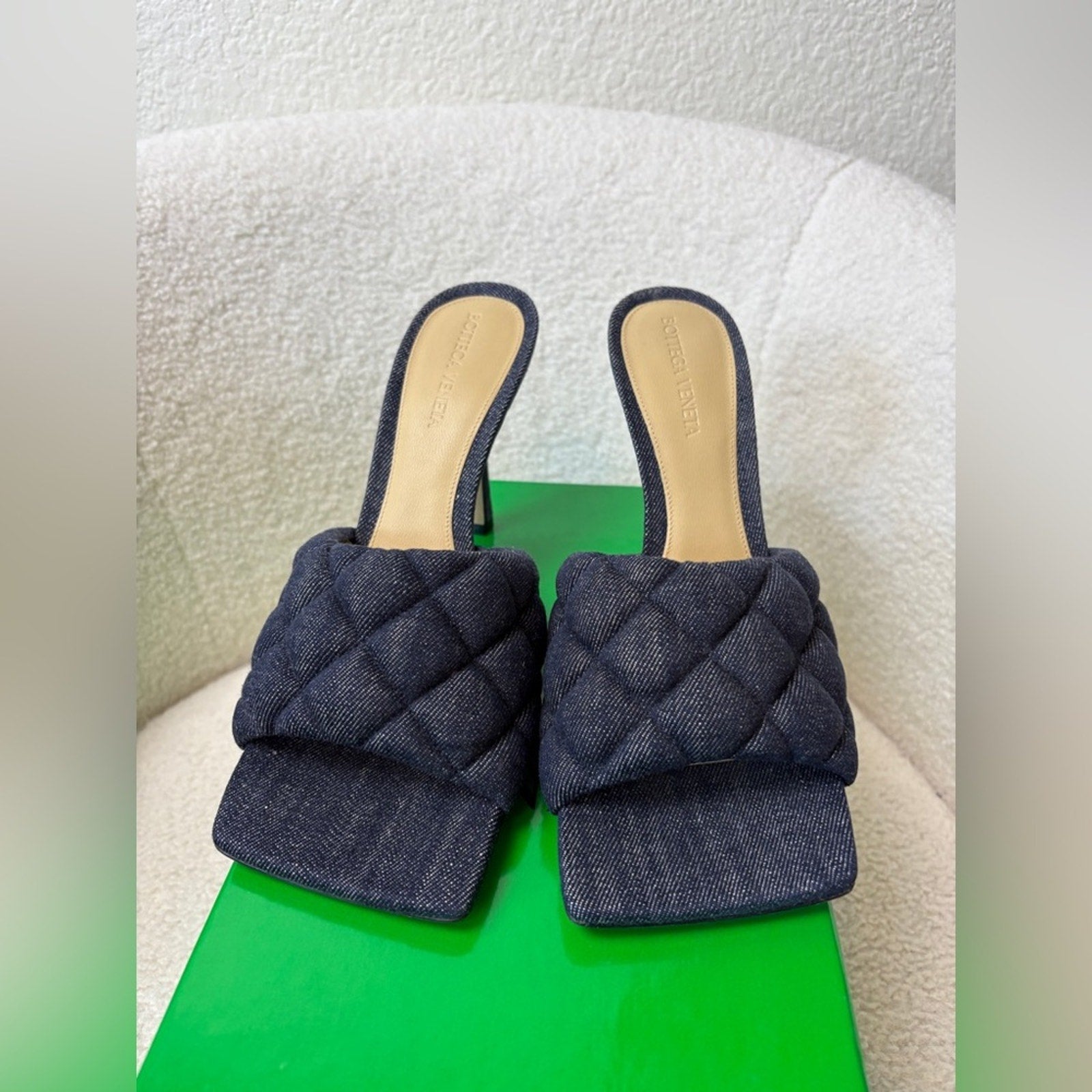 Bottega Veneta Denim Matelasse Padded Mule