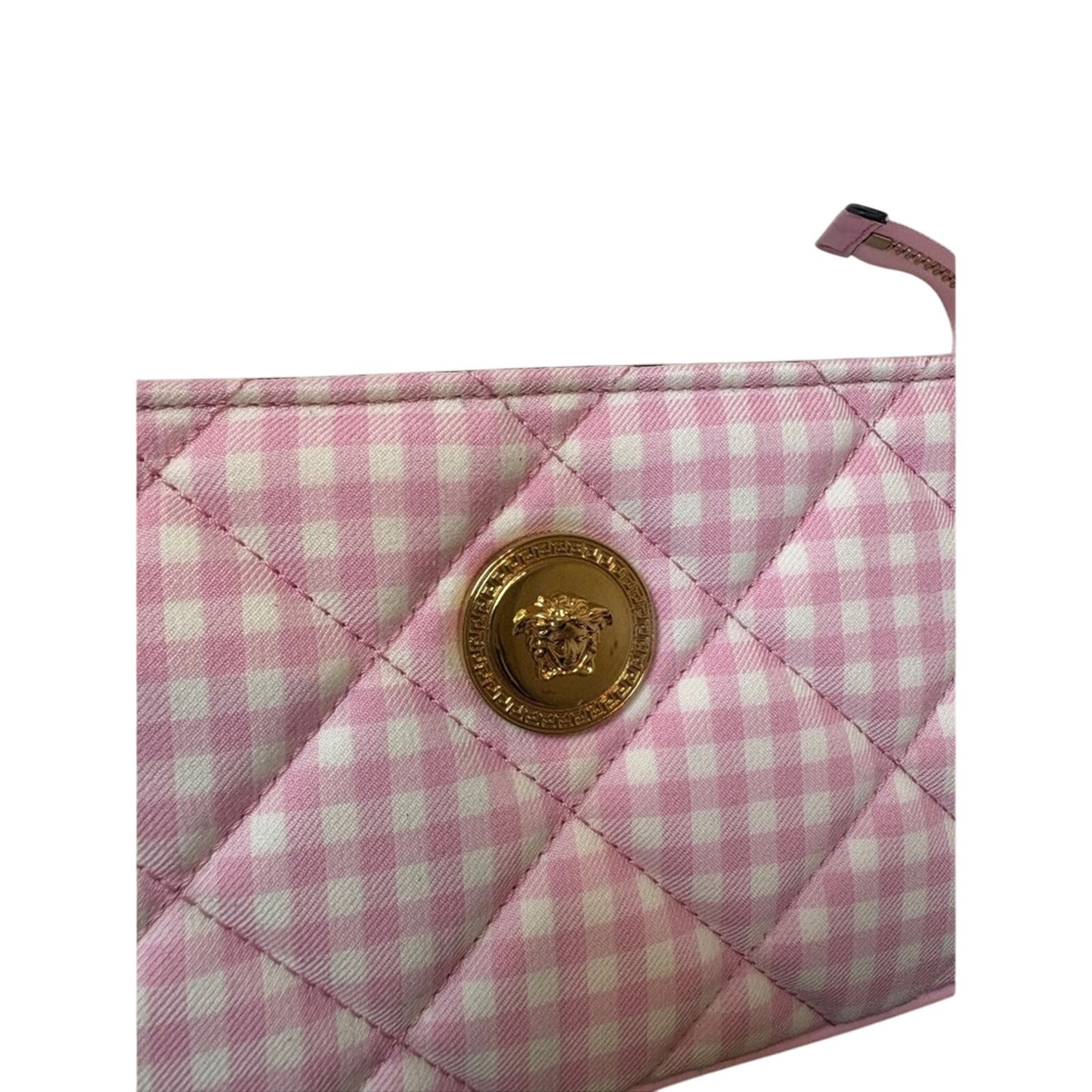 Versace Pink Shoulder Bag with Gold Emblem